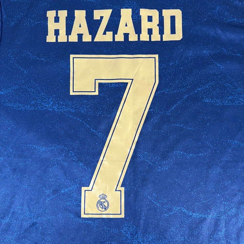 Adidas Real Madrid Hazard Away Jersey Mens M Blue Gold 2019-20 FIFA LaLiga Patch - Picture 8 of 13
